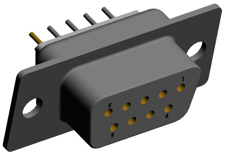 Norcomp 772 9 Way Straight 2.769 mm Pitch Through Hole D-Sub Connector Female