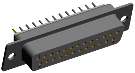 Norcomp 772 25 Way Straight 2.769 mm Pitch Through Hole D-Sub Connector Female