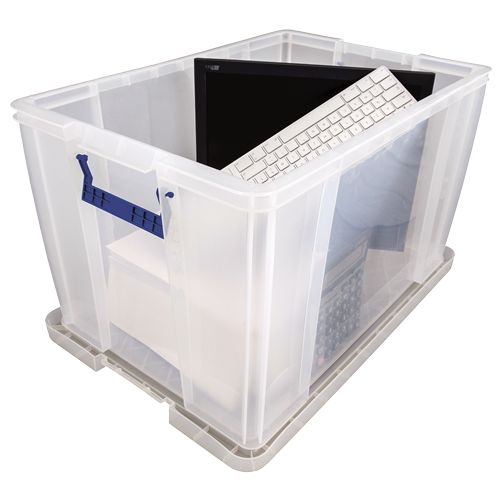 Fellowes 85L Transparent Polypropylene Storage Box, 39 cm x 66cm x 45 cm