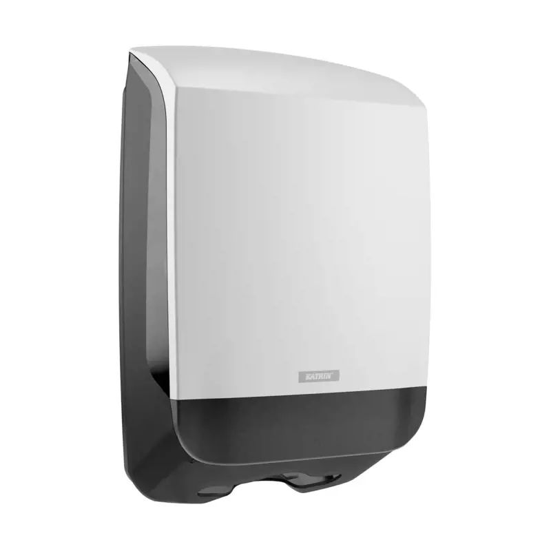 Katrin Plastic Black, White Rolled Hand Towel Dispenser Towel Dispenser, 142 mm x 445 mm x 301mm