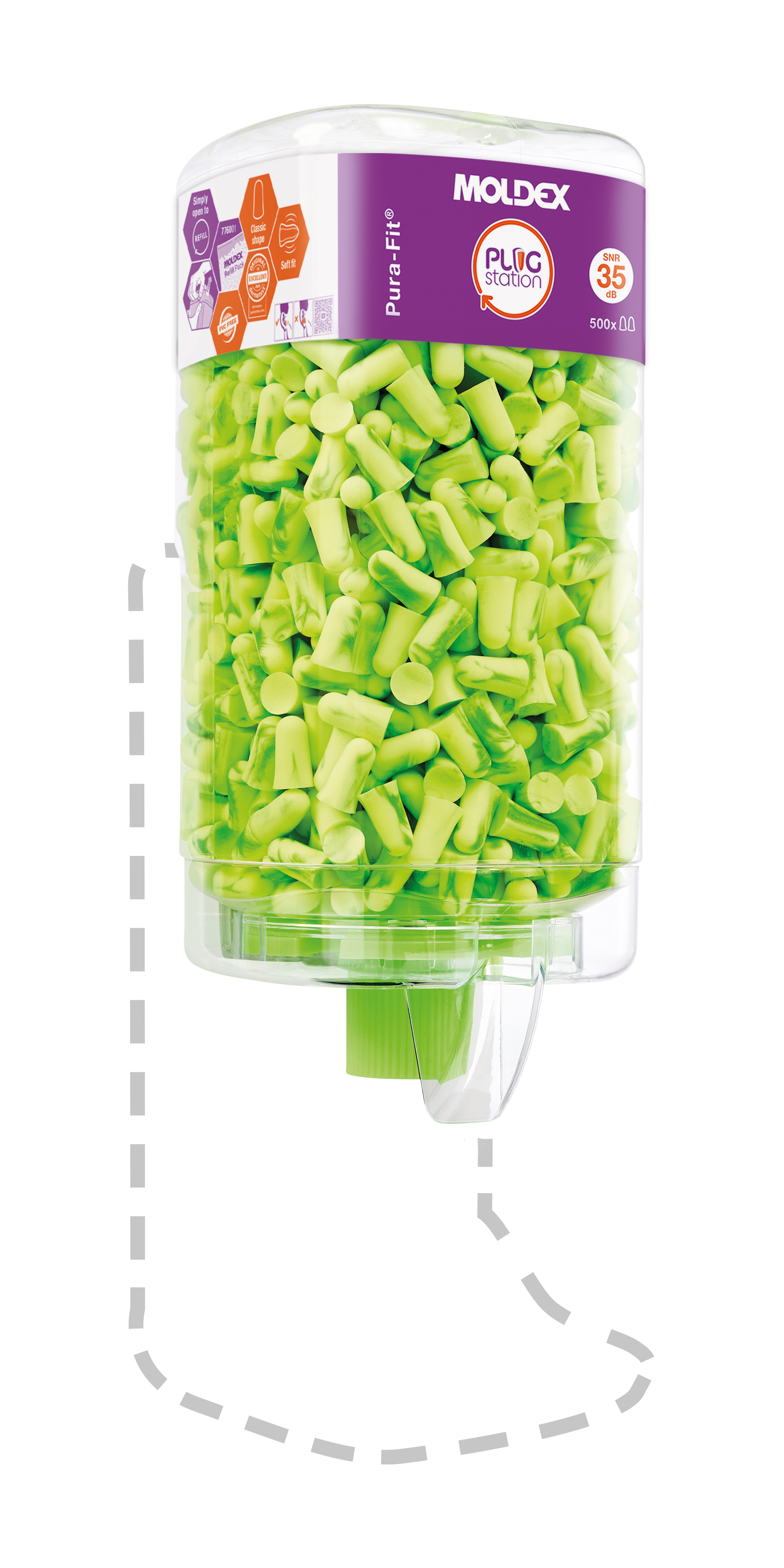 Moldex 7750 Series Green Reusable Ear Plugs, 35 dB Rated 500