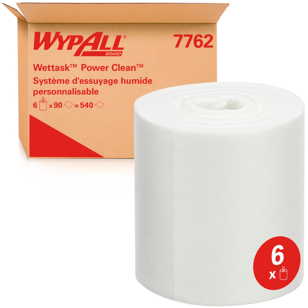 WYPALL WypAll® Wettask™ Power Clean™ (7622) Dry Industrial, Roll of, 317 x 305 mm 90 Per Pack