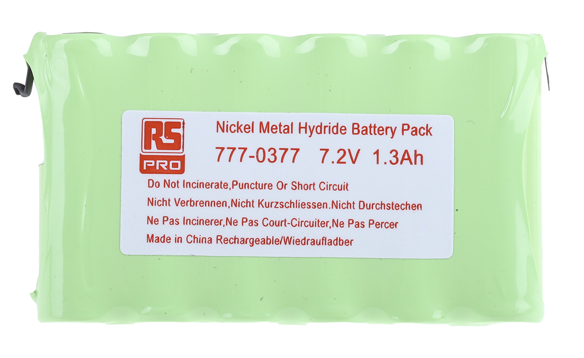 RS PRO 7.2 V Nickel Metal Hydride Rechargeable Battery Pack 6, 1300 mAh