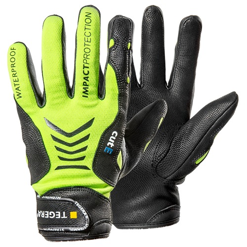 Tegera DYNAMIC STRENGTH 7775 Black, Yellow Leather Work Gloves, Size 9