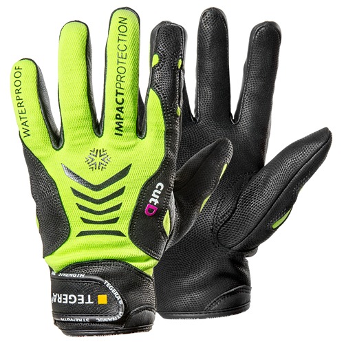 Tegera TEGERA Black, Yellow Leather Work Gloves, Size 11