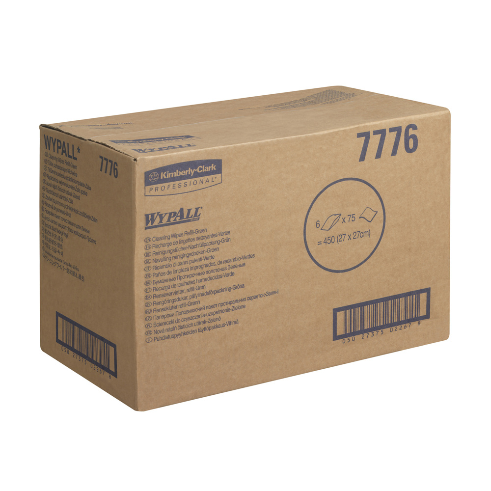 7776 WYPALL Cleaning Wipes Refill  Wet Cleaning, Bag of, 270 x 270 mm 75 Per Pack