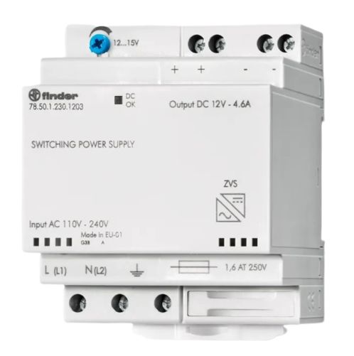 Finder Embedded Switch Mode Power Supply, 78.50.1.230.1202 12V dc, 4.6A, 50 W, Input 230V ac to  240V ac