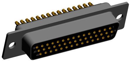 Norcomp 44 Way Straight 2.286 mm Pitch Plug-in D-Sub Connector Female