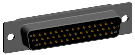 Norcomp 780 44 Way Straight 2.286 mm Pitch Plug-in D-Sub Connector Female