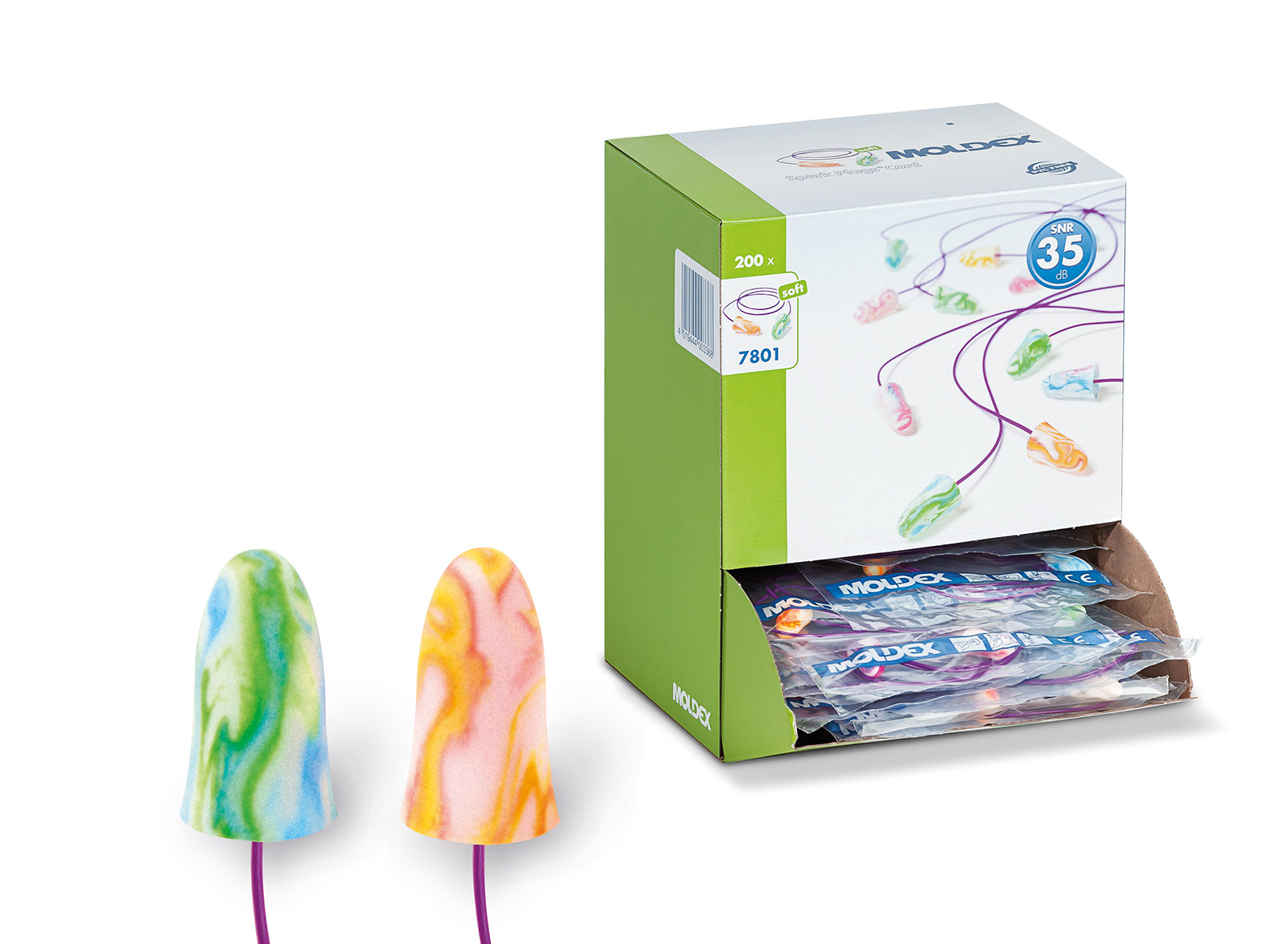 Moldex Spark Plugs Cord Series Multicolour Disposable Ear Plugs, 35 dB Rated 2