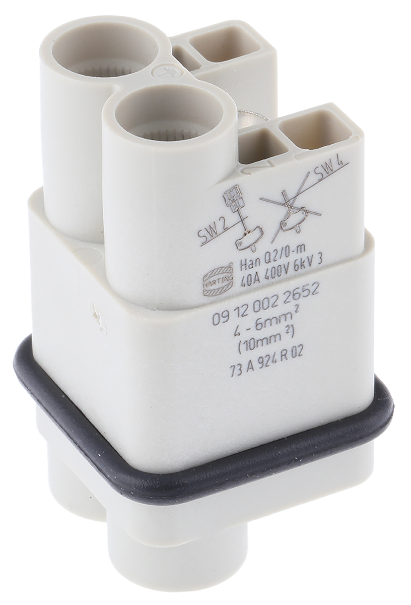 HARTING Connector Housing, 2 Way, 40A, Male, Han Q, Cable Mount, 830 V