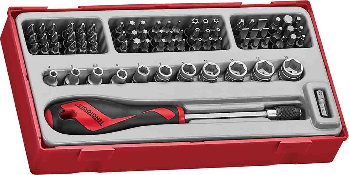 Teng Tools Bits driver set 76 Pieces, Hexagon, Phillips, Slotted, Torx