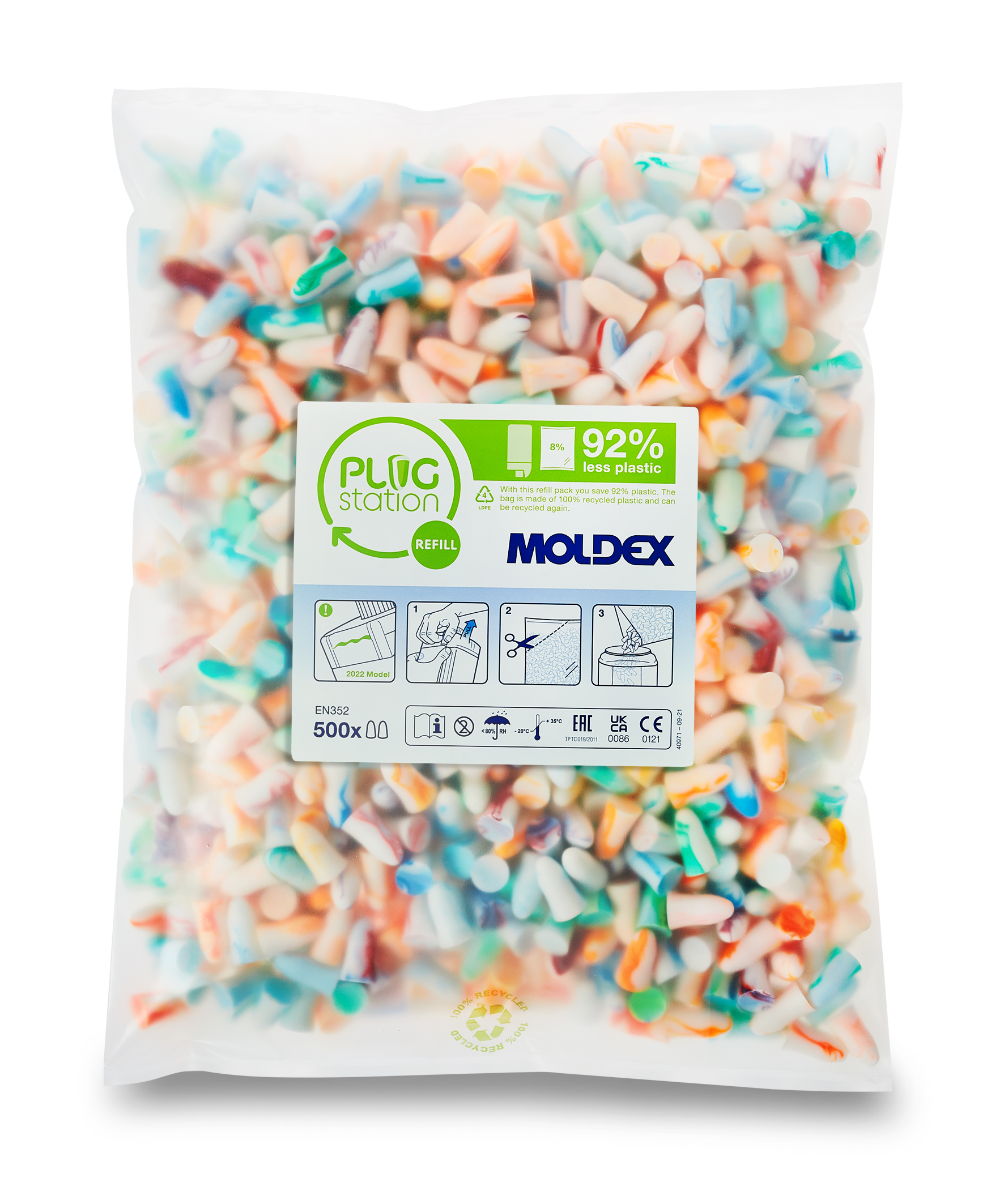 Moldex Spark Plugs Refill Pack Series Multicolour Disposable Ear Plugs, 35 dB Rated 500