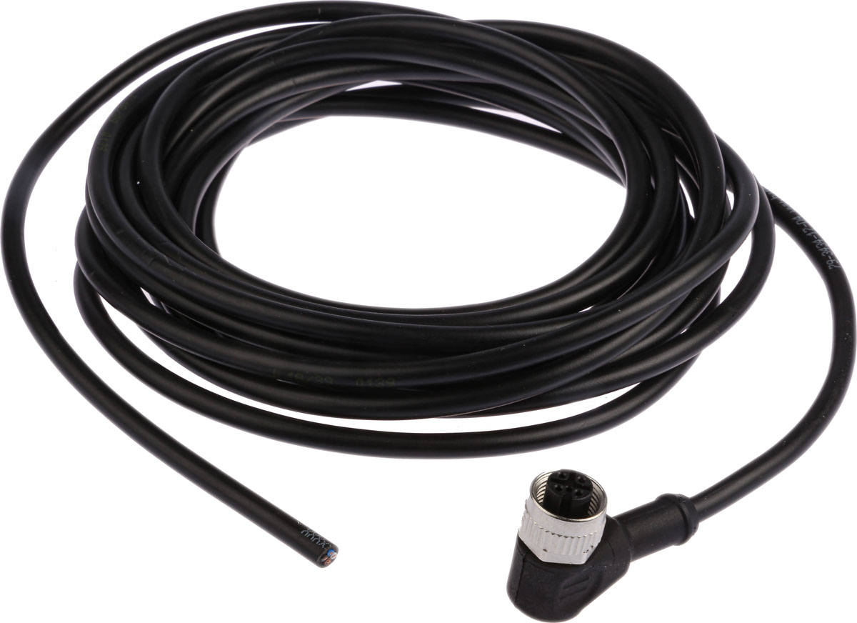 binder Female 4 way M12, Right Angle to Unterminated Free End Sensor Actuator Cable, 5 m