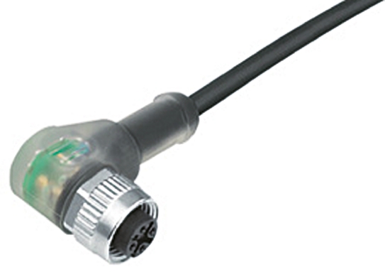 binder Female 4 way M12, Right Angle to Unterminated Sensor Actuator Cable, 5 m