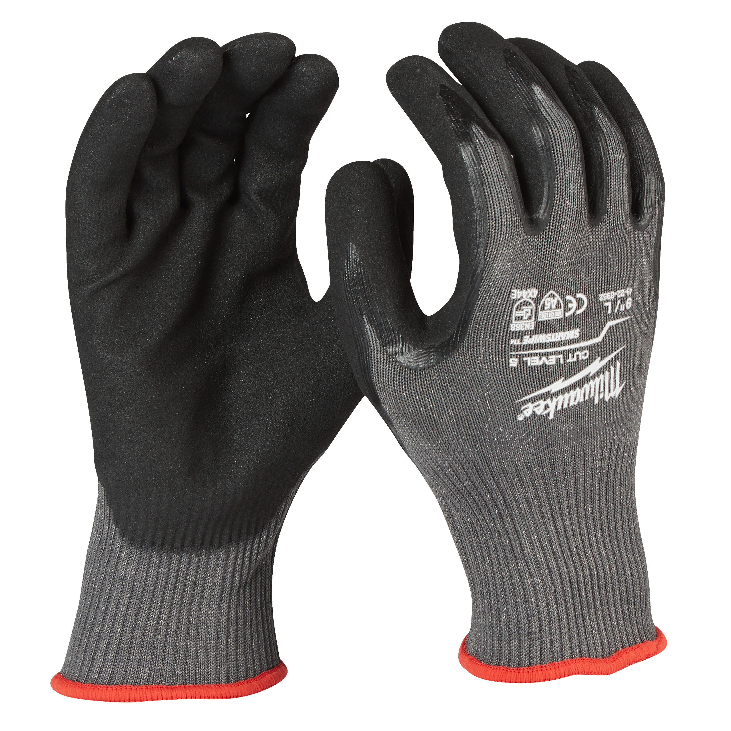 Milwaukee Dipped Gloves Grey Nitrile Nitrile Cut Resistant Gloves, Size 10, Nitrile Coating