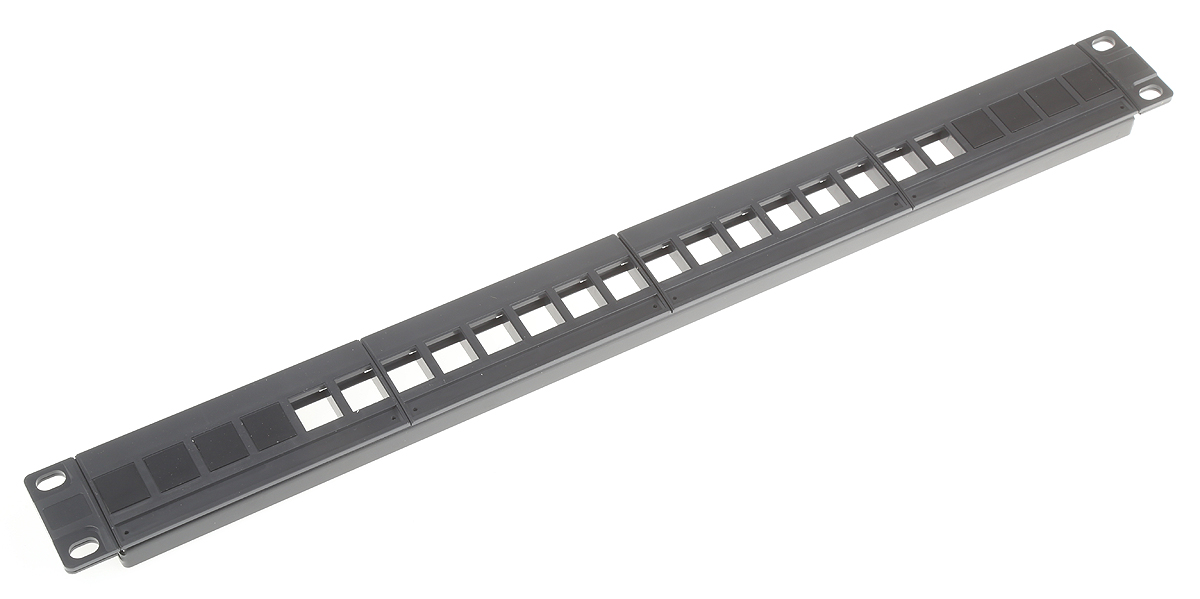 RS PRO 16 Port RJ Patch Panel 1 U Black