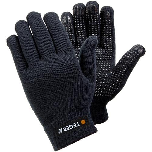 Tegera TEGERA Black Acrylic, Polyester, Spandex Work Gloves, Size One Size, Polyvinyl Chloride Coating