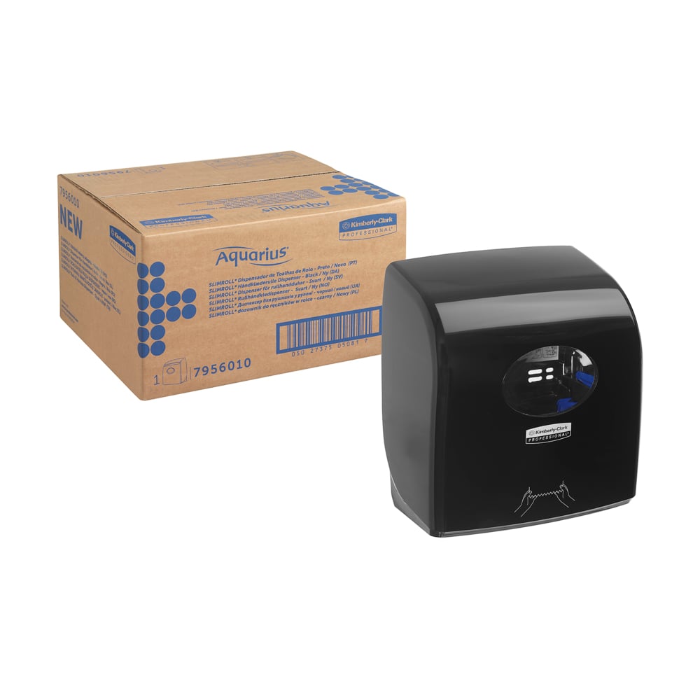 Aquarius Plastic Black Wall Rolled Hand Towel Paper Towel Dispenser, 297 mm x 192 mm x 29.7cm