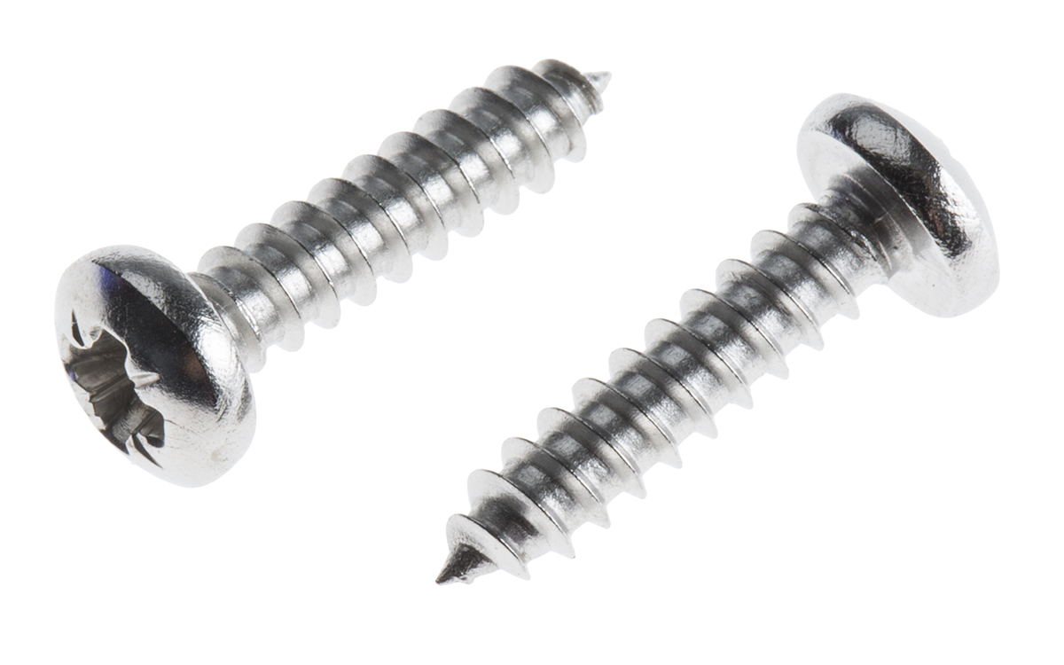 RS PRO Plain Stainless Steel Pan Head Self-Tapping Screw 16 mm 6