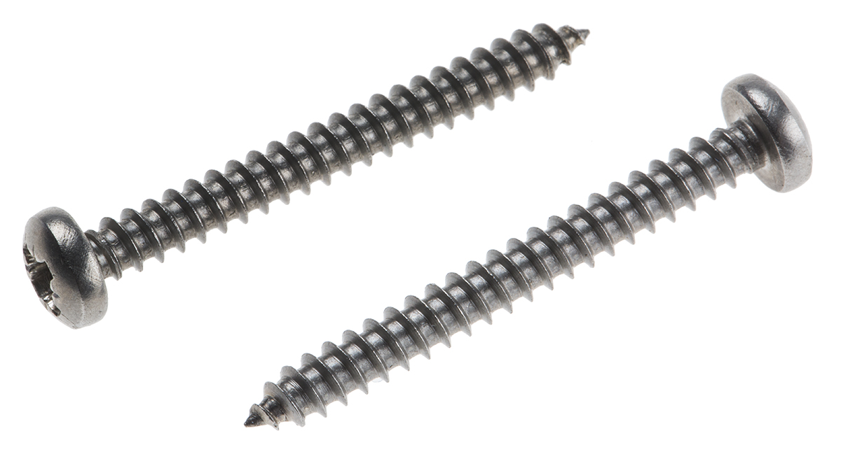 RS PRO Plain Stainless Steel Pan Head Self-Tapping Screw 32 mm 6