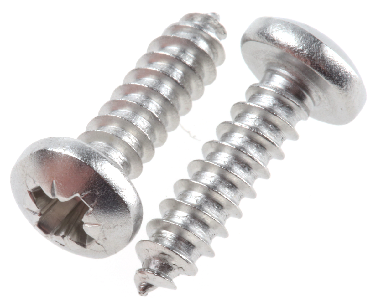 RS PRO Plain Stainless Steel Pan Head Self-Tapping Screw 16 mm 8