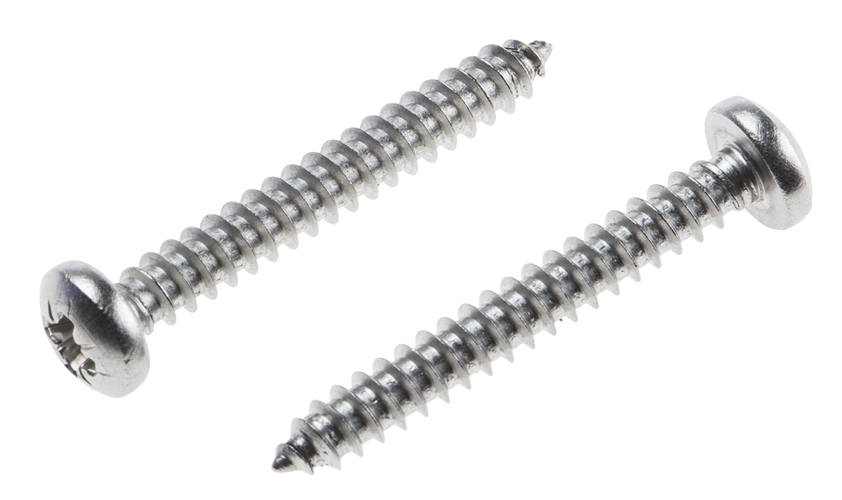 RS PRO Plain Stainless Steel Pan Head Self-Tapping Screw 32 mm 8