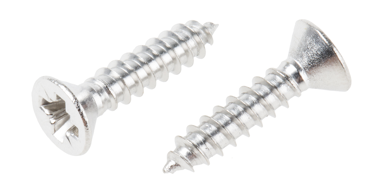 RS PRO Plain Stainless Steel Countersunk Head Self-Tapping Screw 16 mm 6