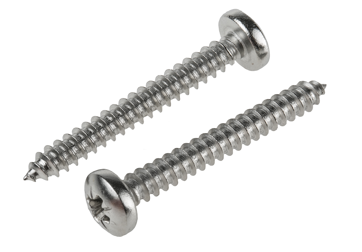 RS PRO Plain Stainless Steel Pan Head Self-Tapping Screw 38 mm 10