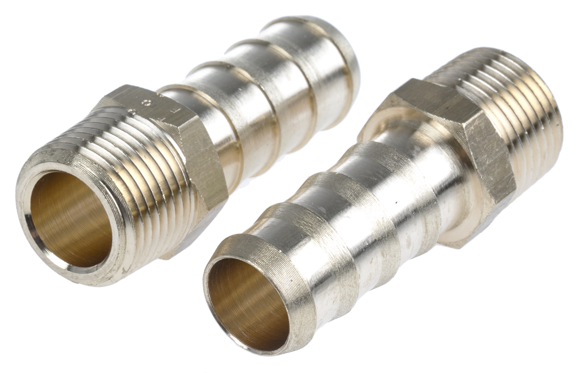 Legris Brass Pipe Fitting, Straight Threaded Tailpiece Adapter, Male R 3/8in to Male 12mm