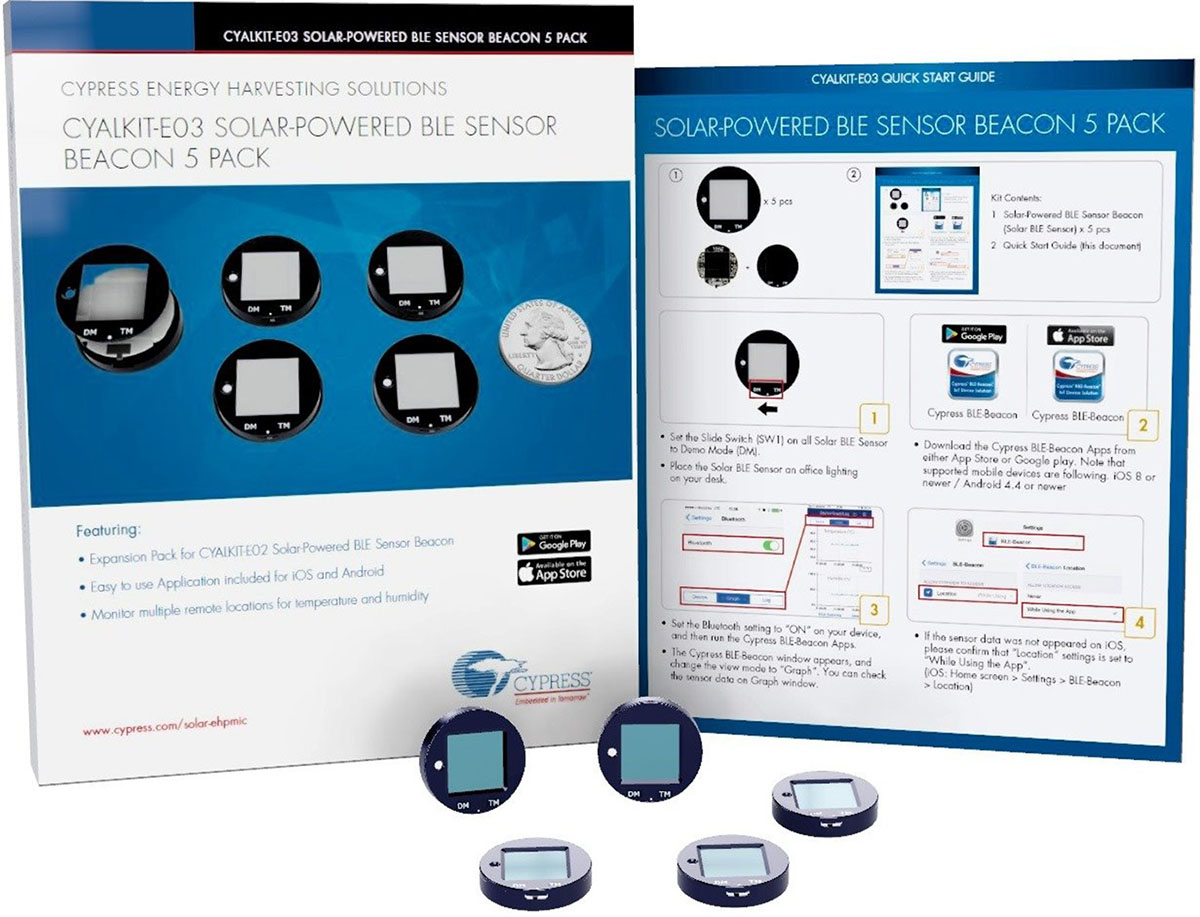 Infineon Solar-Powered Beacon Bluetooth Smart (BLE) Development Kit CYALKIT-E03