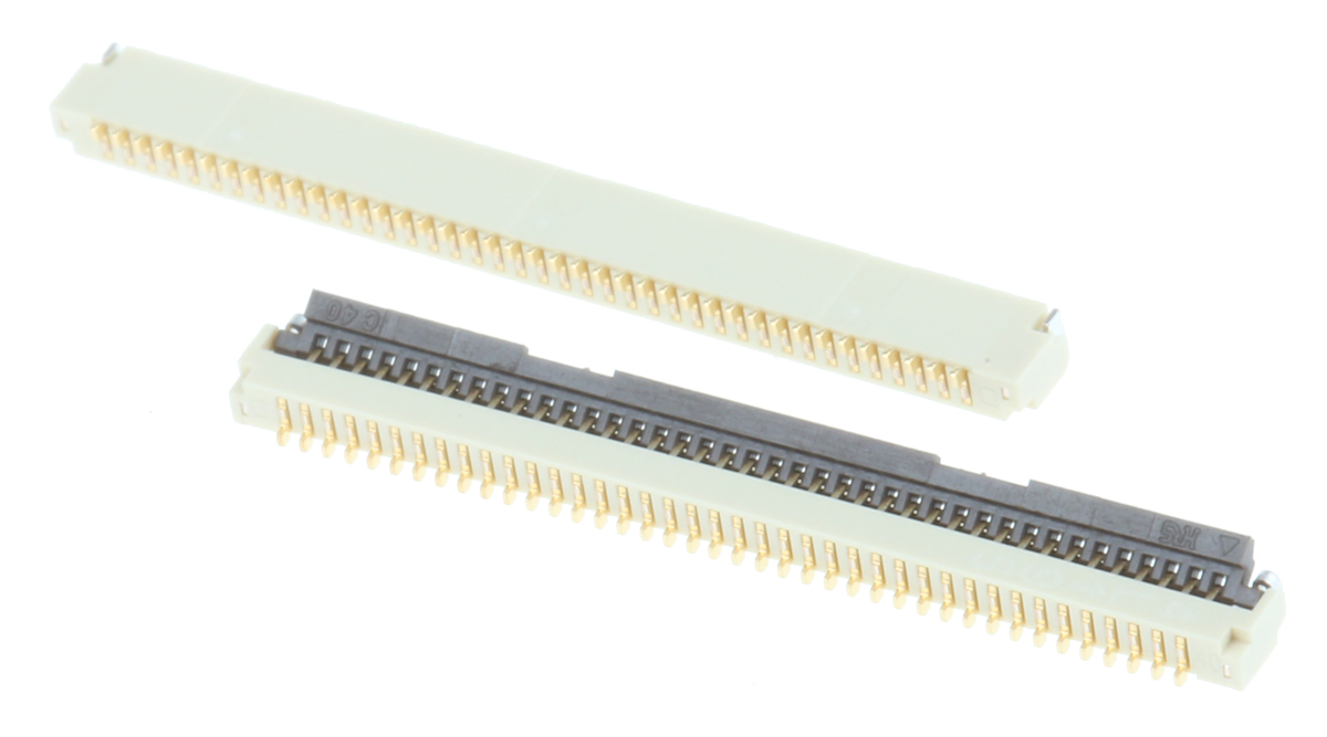 Hirose, FH33 0.5mm Pitch 40 Way Right Angle Female FPC Connector, ZIF Bottom Contact