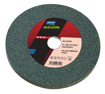 Norton Silicon Carbide Coarse Grinding Wheel, 3340rpm, 200mm x 20mm x 31.75mm Bore