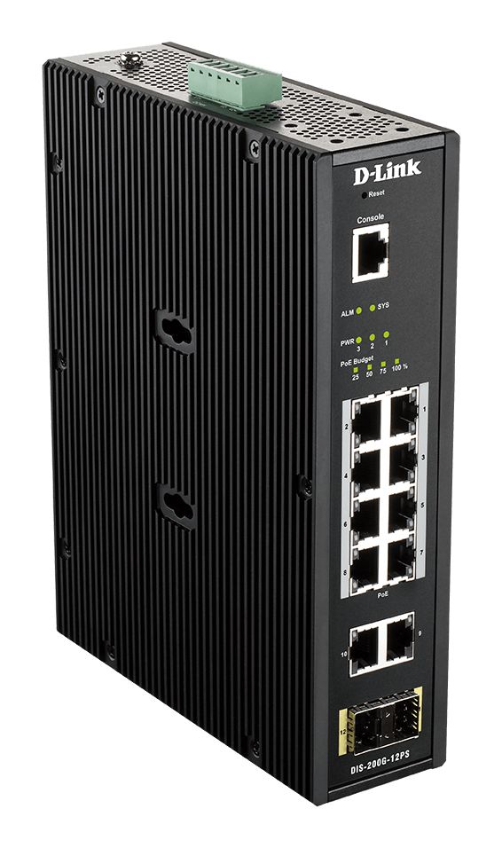 D-Link 12-Port Industrial Gigabit Smart Managed PoE Switch, Smart 12 Port Ethernet Switch With PoE