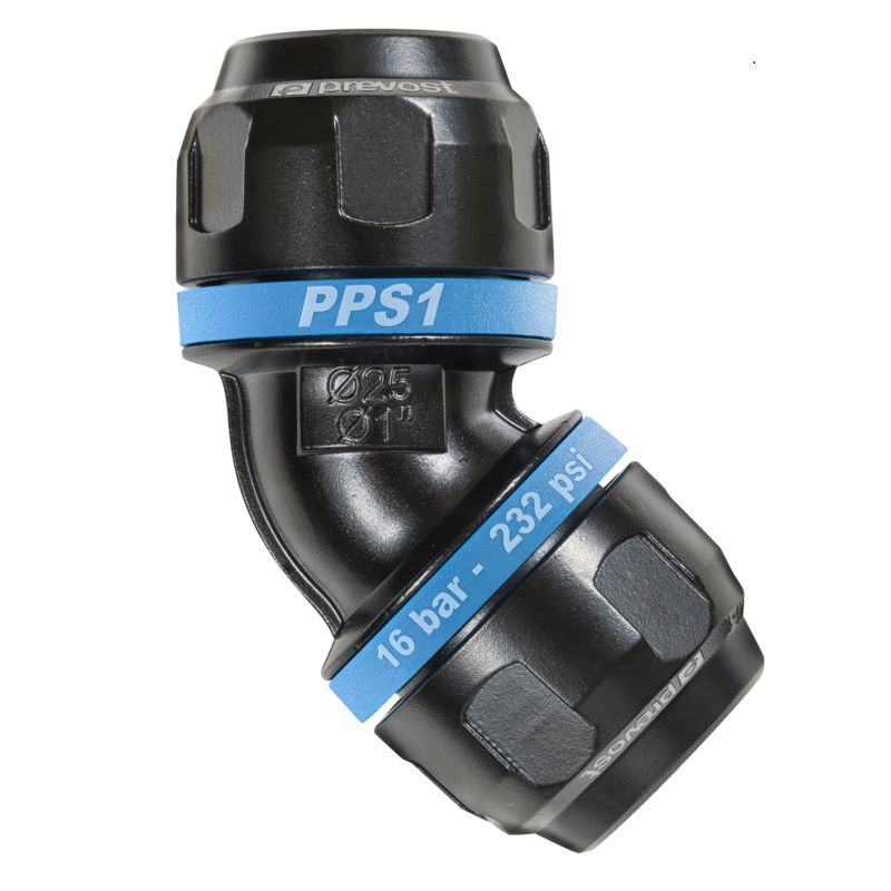 PREVOST 16bar Aluminium Elbow Connector, 32mm outside diameter