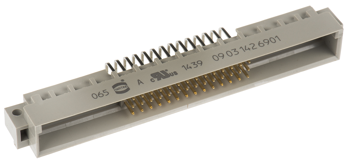 HARTING 42 + 6 Way 2.54mm Pitch, Type M Class C2, 3 Row, Right Angle DIN 41612 Connector, Plug