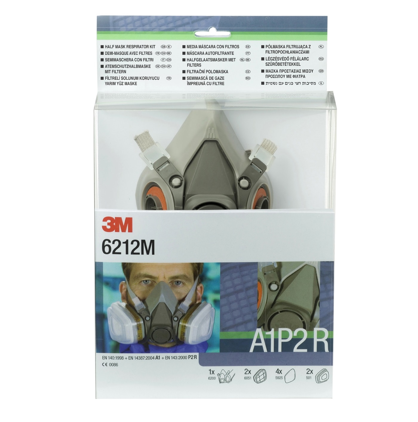 3M 6000 Series Half-Type Half Mask A1P2 R D with Replacement Filters, Size M