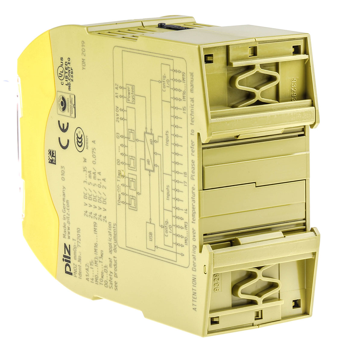 772010 Pilz PNOZ mm0p-T Safety Controller, 20 Safety Inputs, 4 Safety Outputs, 24 V dc