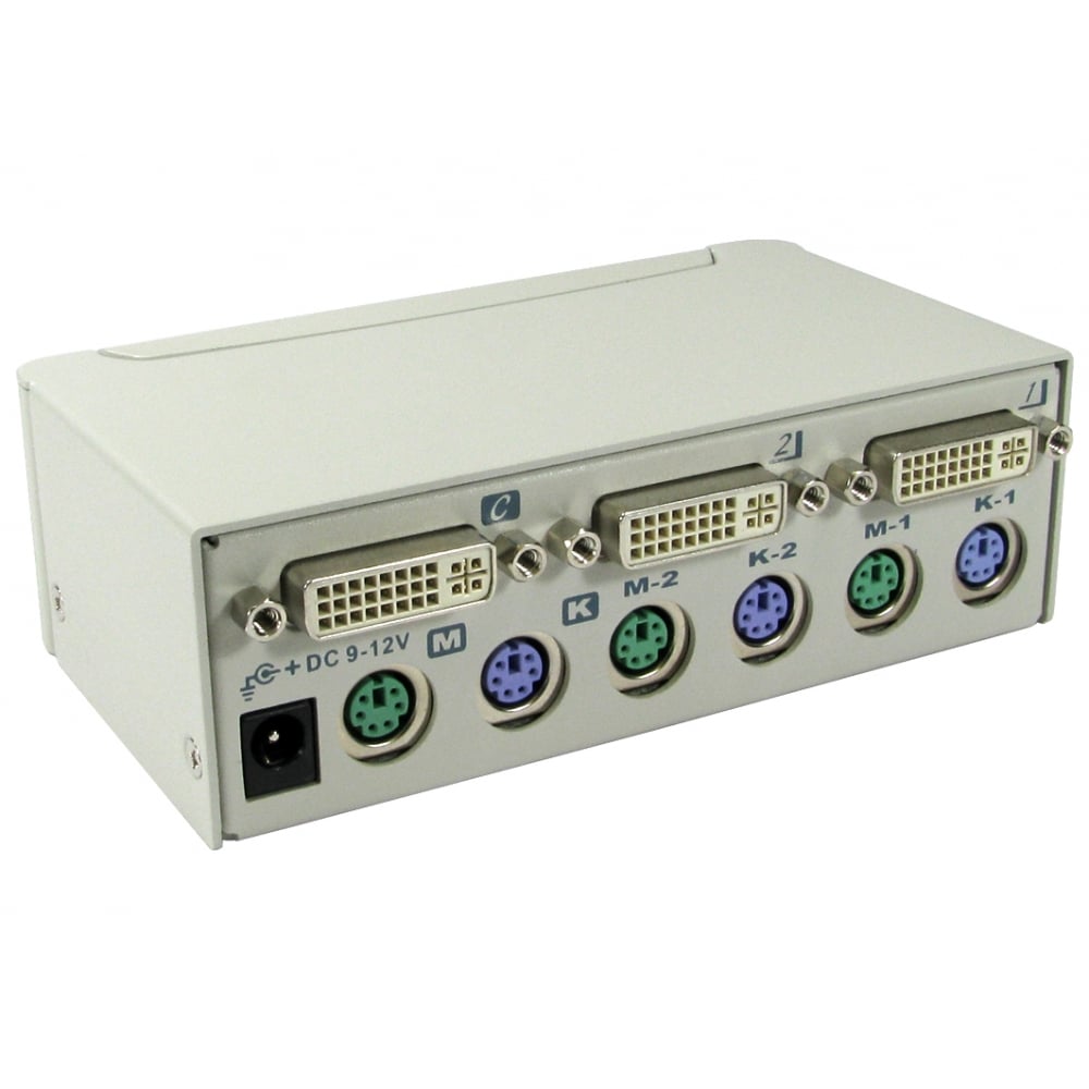 kvm-dv02 Rextron 2 Port Dual Monitor PS/2 DVI-D KVM Switch