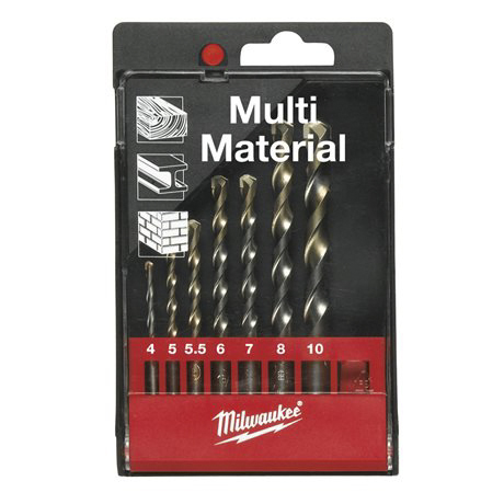 4932352836 Milwaukee 7-Piece Twist Drill Bit Set for Multi-Material, 10mm Max, 4mm Min