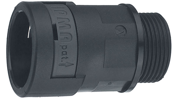 PMA Uster Straight Connector, Conduit Fitting, M32 x 1.5mm, Polyamide 6, Black