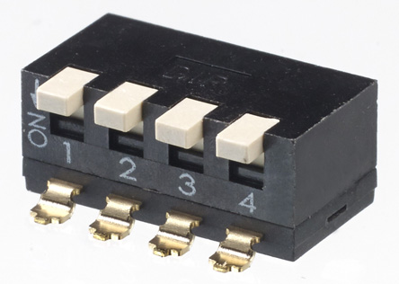 APEM 4 Way Surface Mount DIP Switch 4PST, Piano, Raised Actuator