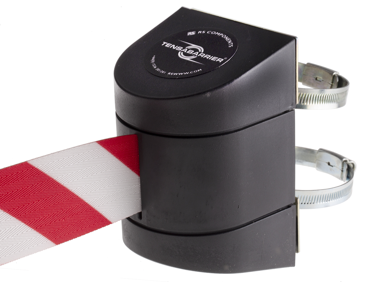 897c-33-d3-wcte Tensator Black Plastic Retractable Barrier, 4.6m, Red, White Tape