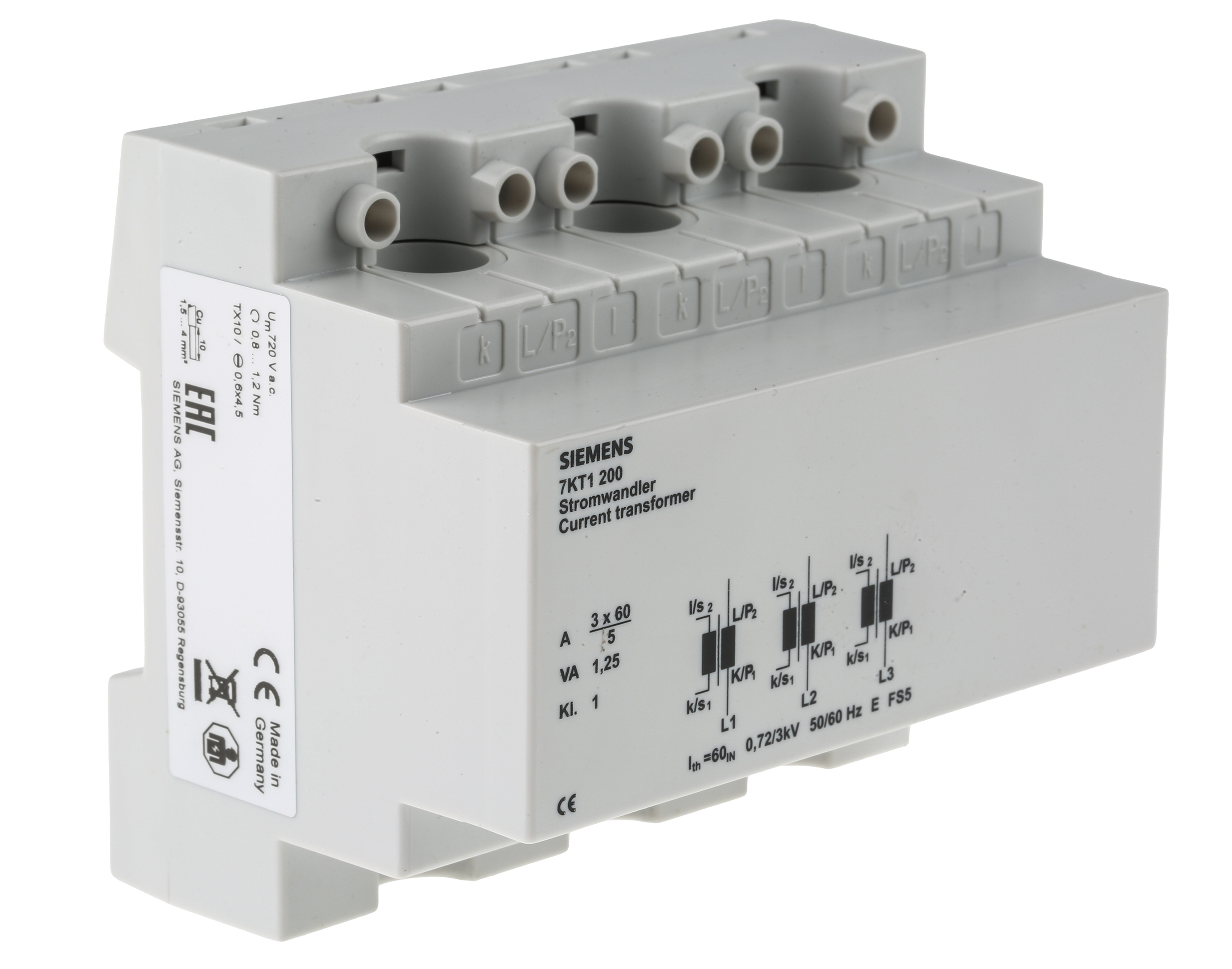 7kt1200 Siemens 7KT12 Series Current Transformer 60 A 60:5 A 13 mm Bore