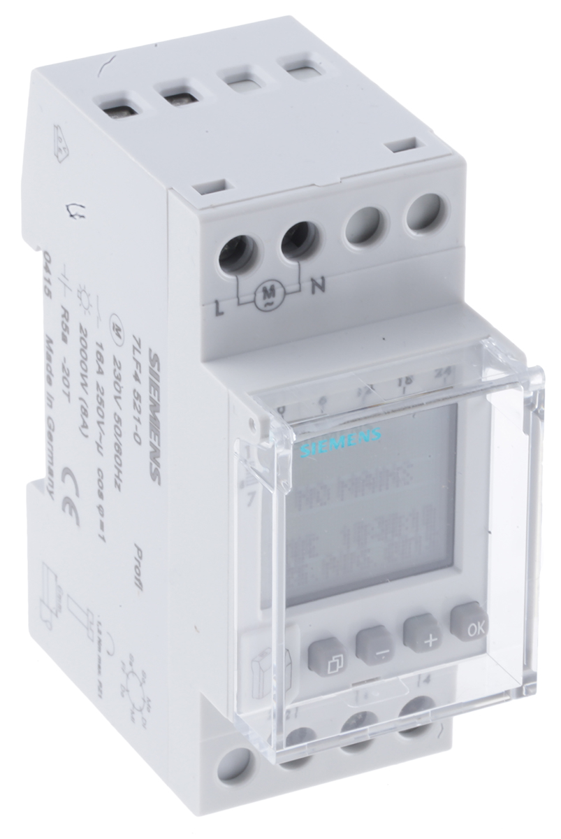 Siemens Digital DIN Rail Time Switch, 1-Channel 230 V ac