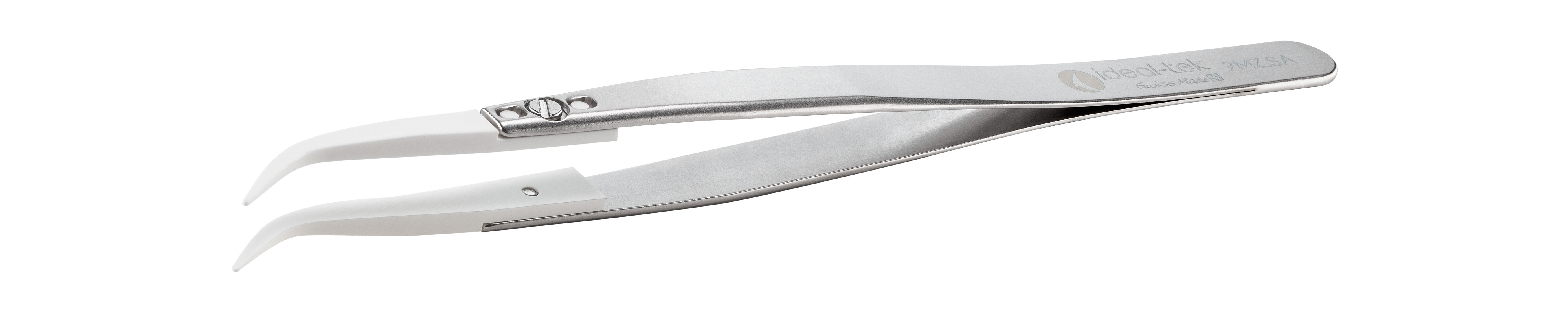 ideal-tek 135mm Zirconia Toughened Alumina, Stainless Steel Curved, Fine Tweezer