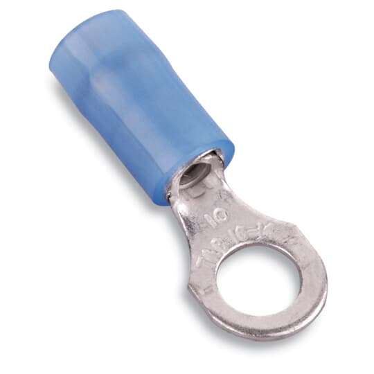 Thomas & Betts, RB873 Insulated Ring Terminal, 10 Stud Size 14 AWG 18 AWG Wire Size, Blue