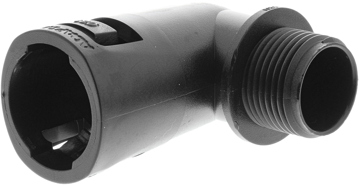 Adaptaflex Black, Conduit Fitting, 21 mm Nominal Size, M20, Polyamide 66, Black IP66 rating