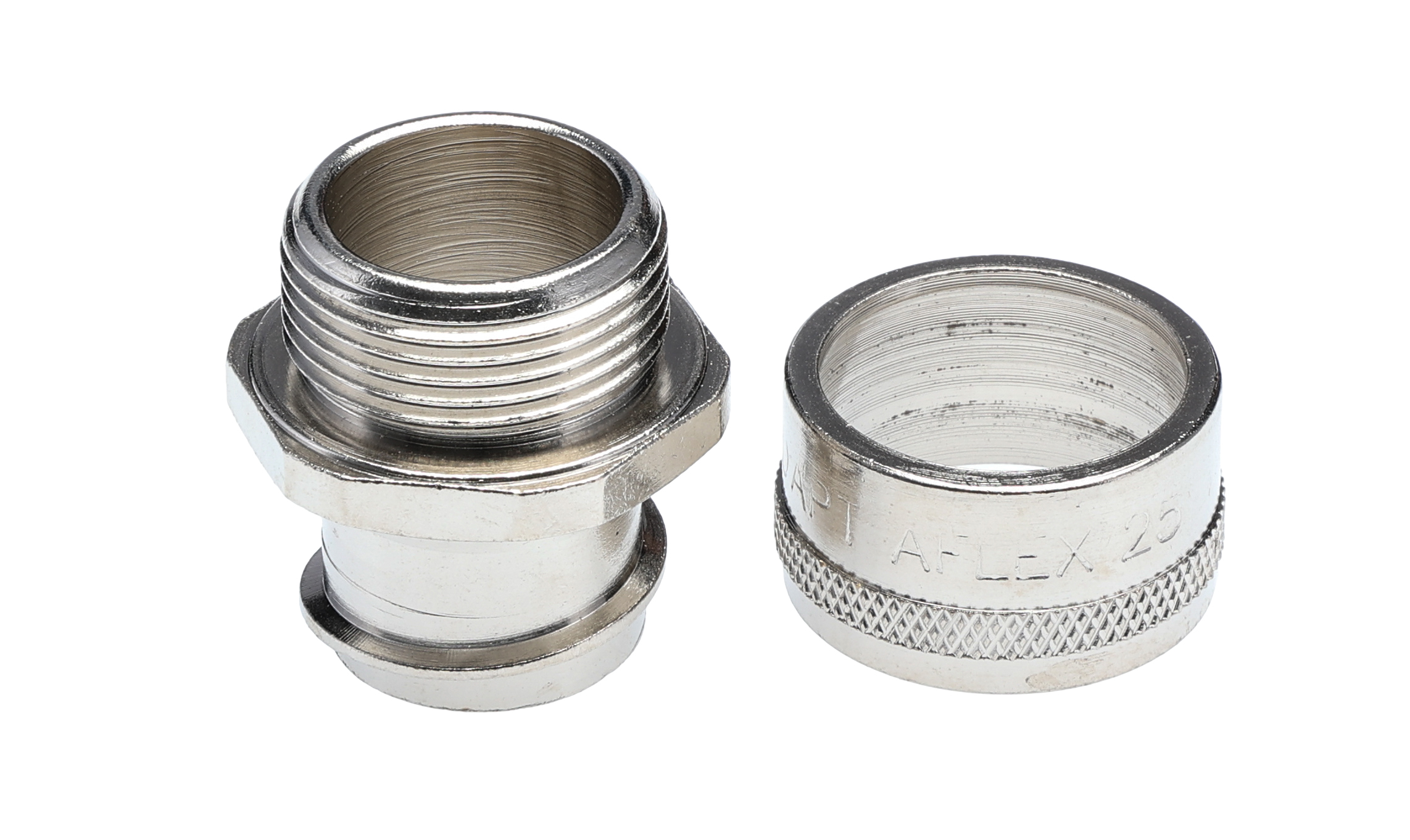 Adaptaflex Conduit Nickel, Conduit Fitting, 25 mm Nominal Size, M25, Brass, Silver IP40 rating