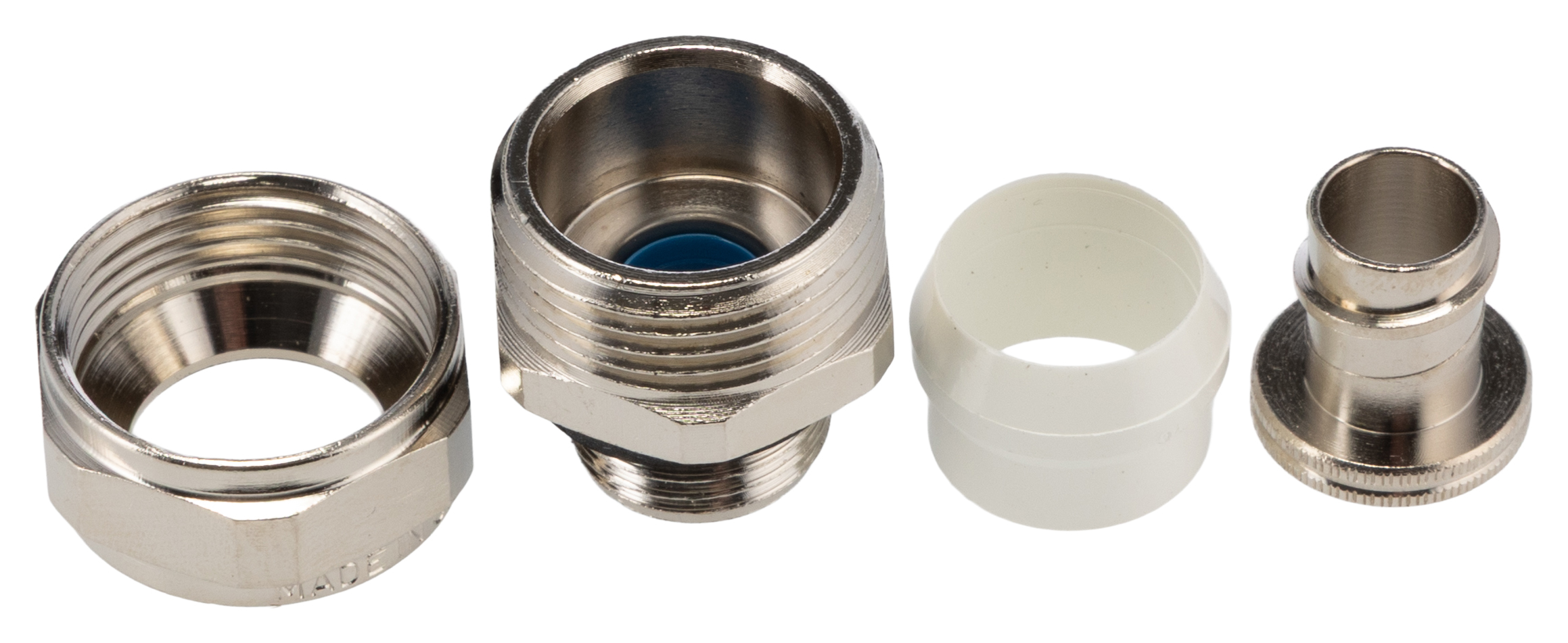 Adaptaflex Fitting Nickel Plated Brass, Conduit Fitting, 12 mm Nominal Size, PG9, Brass, Silver IP65 rating